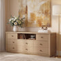 Sikaic Dresser 63 inch Wide 8-Drawer Dresser TV Stand White Oak Oak / Engineered Wood / Modern