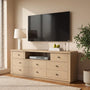 Sikaic Dresser 63 inch Wide 8-Drawer Dresser TV Stand White Oak Oak / Engineered Wood / Modern