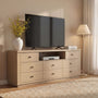Sikaic Dresser 63 inch Wide 8-Drawer Dresser TV Stand White Oak Oak / Engineered Wood / Modern