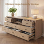 Sikaic Dresser 63 inch Wide 8-Drawer Dresser TV Stand White Oak Oak / Engineered Wood / Modern