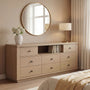 Sikaic Dresser 63 inch Wide 8-Drawer Dresser TV Stand White Oak Oak / Engineered Wood / Modern