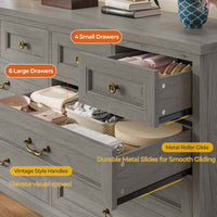 Sikaic Dresser 55 Inches 10 Drawers Dresser with Natural Texture and Vintage Handles Oak Grey Oak Grey / Engineered Wood / Farmhouse