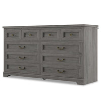 Sikaic Dresser 55 Inches 10 Drawers Dresser with Natural Texture and Vintage Handles Oak Grey Oak Grey / Engineered Wood / Farmhouse
