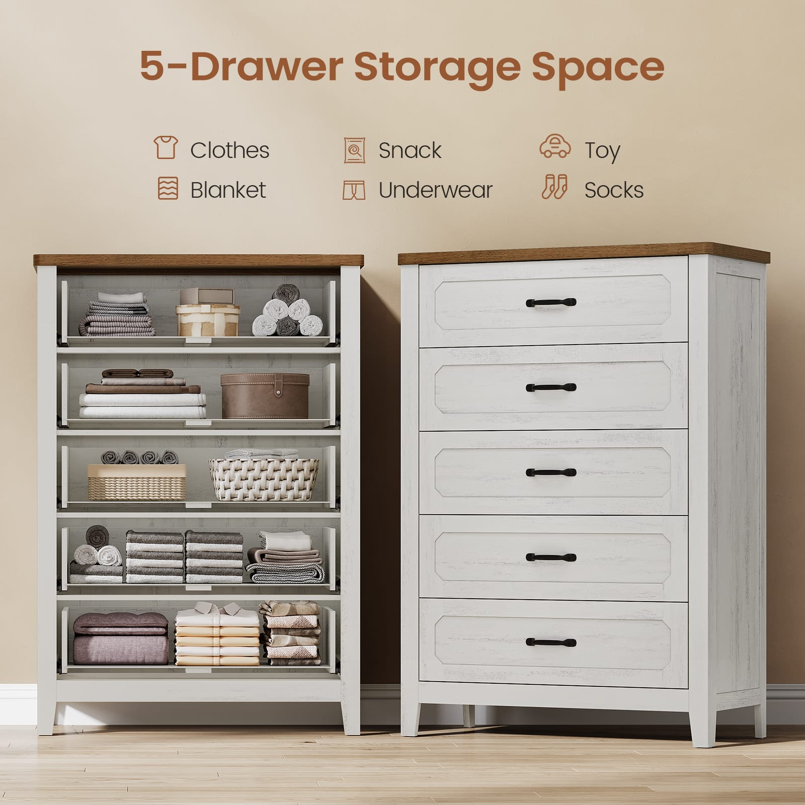 metal clothes dresser 6-Drawer Dresser with Clothes Rack and Charging Station 17 Stories Color: Black