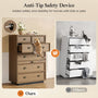 Sikaic Dresser Farmhouse 45.3 inch Tall 6-Drawer Dresser with Pull-Out Shelf Walnut Walnut / Engineered Wood / Farmhouse