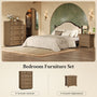 Sikaic Dresser Farmhouse 45.3 inch Tall 6-Drawer Dresser with Pull-Out Shelf Walnut Walnut / Engineered Wood / Farmhouse