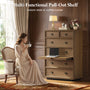 Sikaic Dresser Farmhouse 45.3 inch Tall 6-Drawer Dresser with Pull-Out Shelf Walnut Walnut / Engineered Wood / Farmhouse