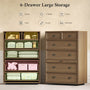 Sikaic Dresser Farmhouse 45.3 inch Tall 6-Drawer Dresser with Pull-Out Shelf Walnut Walnut / Engineered Wood / Farmhouse