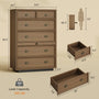 Sikaic Dresser Farmhouse 45.3 inch Tall 6-Drawer Dresser with Pull-Out Shelf Walnut Walnut / Engineered Wood / Farmhouse