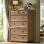 Sikaic Dresser Farmhouse 45.3 inch Tall 6-Drawer Dresser with Pull-Out Shelf Walnut Walnut / Engineered Wood / Farmhouse