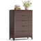 Sikaic Dresser 44 Inch Tall Fluted 5 Drawer Dresser Walnut Walnut / Engineered Wood / Modern