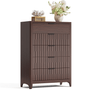 Sikaic Dresser 44 Inch Tall Fluted 5 Drawer Dresser Walnut Walnut / Engineered Wood / Modern