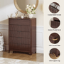 Sikaic Dresser 44 Inch Tall Fluted 5 Drawer Dresser Walnut Walnut / Engineered Wood / Modern