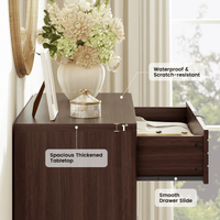 Sikaic Dresser 44 Inch Tall Fluted 5 Drawer Dresser Walnut Walnut / Engineered Wood / Modern