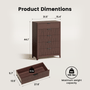 Sikaic Dresser 44 Inch Tall Fluted 5 Drawer Dresser Walnut Walnut / Engineered Wood / Modern
