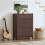 Sikaic Dresser 44 Inch Tall Fluted 5 Drawer Dresser Walnut Walnut / Engineered Wood / Modern