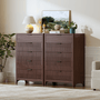 Sikaic Dresser 44 Inch Tall Fluted 5 Drawer Dresser Walnut Walnut / Engineered Wood / Modern