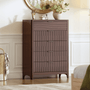 Sikaic Dresser 44 Inch Tall Fluted 5 Drawer Dresser Walnut Walnut / Engineered Wood / Modern
