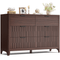 Sikaic Dresser 48 Inch Fluted 6 Drawer Dresser with Metal Handles Walnut Walnut / Engineered Wood / Modern