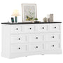 Sikaic Dresser 55.2 Inches Dresser with Charging Station White and Black White and Black / Engineered Wood / Farmhouse