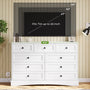 Sikaic Dresser 51.2 inch Wide 9-Drawer Dresser with Charging Station White White / Engineered Wood / Farmhouse