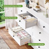 Sikaic Dresser 51.2 inch Wide 9-Drawer Dresser with Charging Station White White / Engineered Wood / Farmhouse