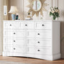 Sikaic Dresser 51.2 inch Wide 9-Drawer Dresser with Charging Station White White / Engineered Wood / Farmhouse