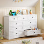 Sikaic Dresser 51.2 inch Wide 9-Drawer Dresser with Charging Station White White / Engineered Wood / Farmhouse
