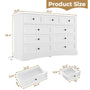 Sikaic Dresser 51.2 inch Wide 9-Drawer Dresser with Charging Station White White / Engineered Wood / Farmhouse