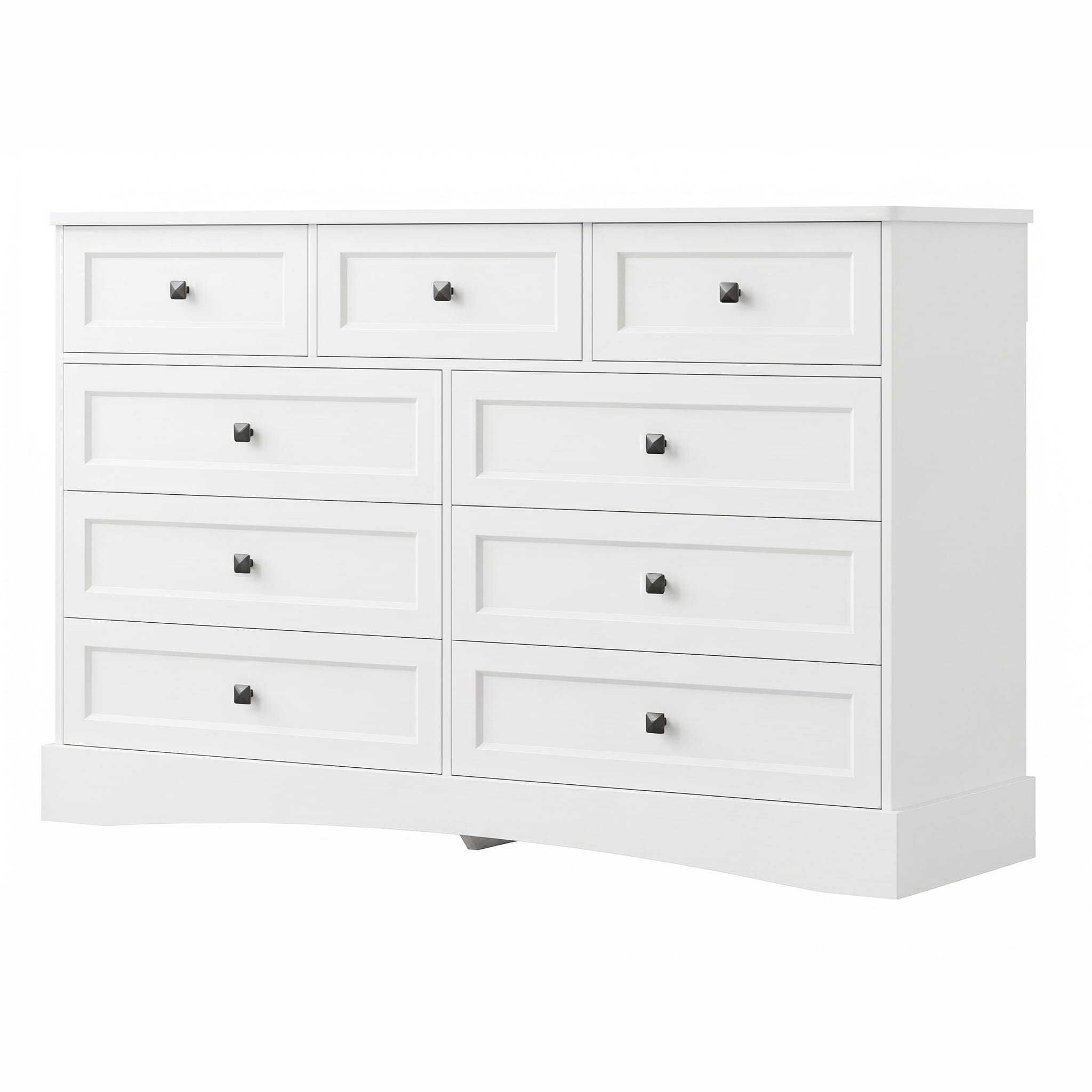 Sikaic Dresser Bedroom Furniture 51.2 inch Wide 9-Drawer Dresser with Charging Station White / Engineered Wood / Farmhouse