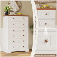Sikaic Dresser 51.4 inch Farmhouse 7-Drawer Dresser White White / Engineered Wood / Farmhouse