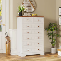 Sikaic Dresser 51.4 inch Farmhouse 7-Drawer Dresser White White / Engineered Wood / Farmhouse