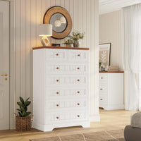 Sikaic Dresser 51.4 inch Farmhouse 7-Drawer Dresser White White / Engineered Wood / Farmhouse