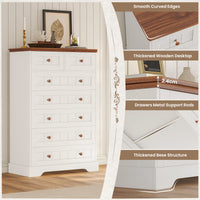 Sikaic Dresser 51.4 inch Farmhouse 7-Drawer Dresser White White / Engineered Wood / Farmhouse