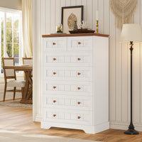 Sikaic Dresser 51.4 inch Farmhouse 7-Drawer Dresser White White / Engineered Wood / Farmhouse