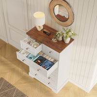Sikaic Dresser 51.4 inch Farmhouse 7-Drawer Dresser White White / Engineered Wood / Farmhouse