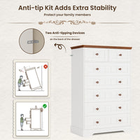 Sikaic Dresser 51.4 inch Farmhouse 7-Drawer Dresser White White / Engineered Wood / Farmhouse