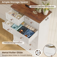 Sikaic Dresser 51.4 inch Farmhouse 7-Drawer Dresser White White / Engineered Wood / Farmhouse