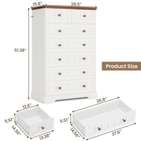 Sikaic Dresser 51.4 inch Farmhouse 7-Drawer Dresser White White / Engineered Wood / Farmhouse