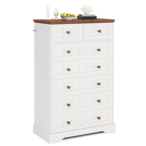 Sikaic Dresser 51.4 inch Farmhouse 7-Drawer Dresser White White / Engineered Wood / Farmhouse