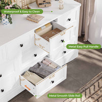 Sikaic Dresser 55.2 Inches Dresser with Charging Station White White / Engineered Wood / Farmhouse