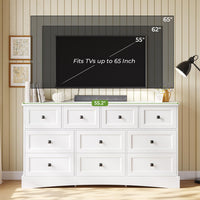 Sikaic Dresser 55.2 Inches Dresser with Charging Station White White / Engineered Wood / Farmhouse