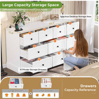 Sikaic Dresser 55.2 Inches Dresser with Charging Station White White / Engineered Wood / Farmhouse