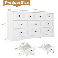 Sikaic Dresser 55.2 Inches Dresser with Charging Station White White / Engineered Wood / Farmhouse