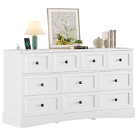 Sikaic Dresser 55.2 Inches Dresser with Charging Station White White / Engineered Wood / Farmhouse