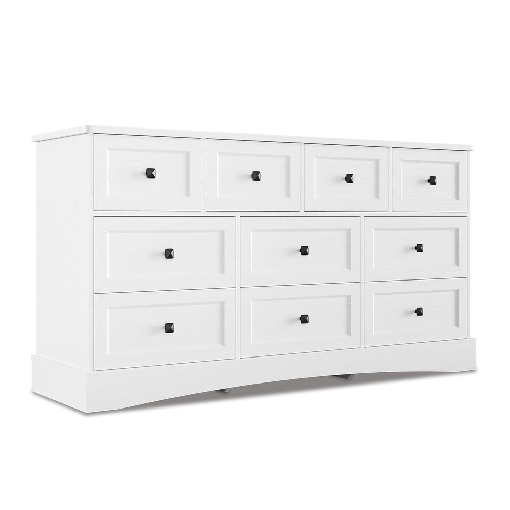 Sikaic Dresser 55.2 Inches Dresser with Charging Station White White / Engineered Wood / Farmhouse