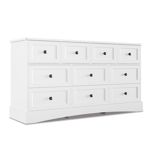 Sikaic Dresser 55.2 Inches Dresser with Charging Station White White / Engineered Wood / Farmhouse