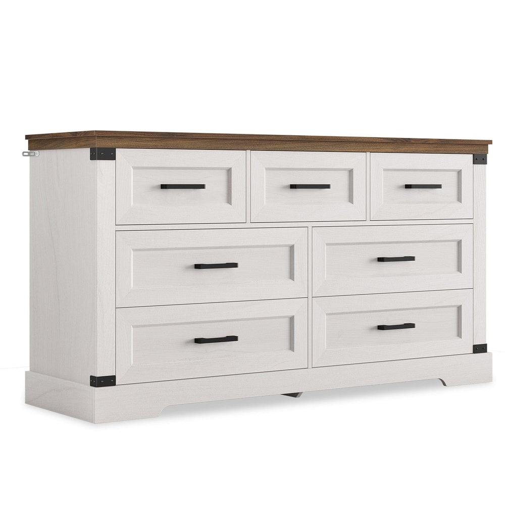 Sikaic Dresser Large Multifunctional Dresser with 7 Drawers White White / Engineered Wood / Farmhouse