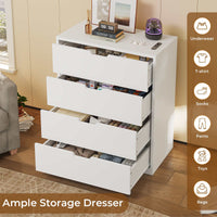 Sikaic Dresser 4 Drawers Dresser with Large Capacity for Living Room White White / Engineered Wood / Modern