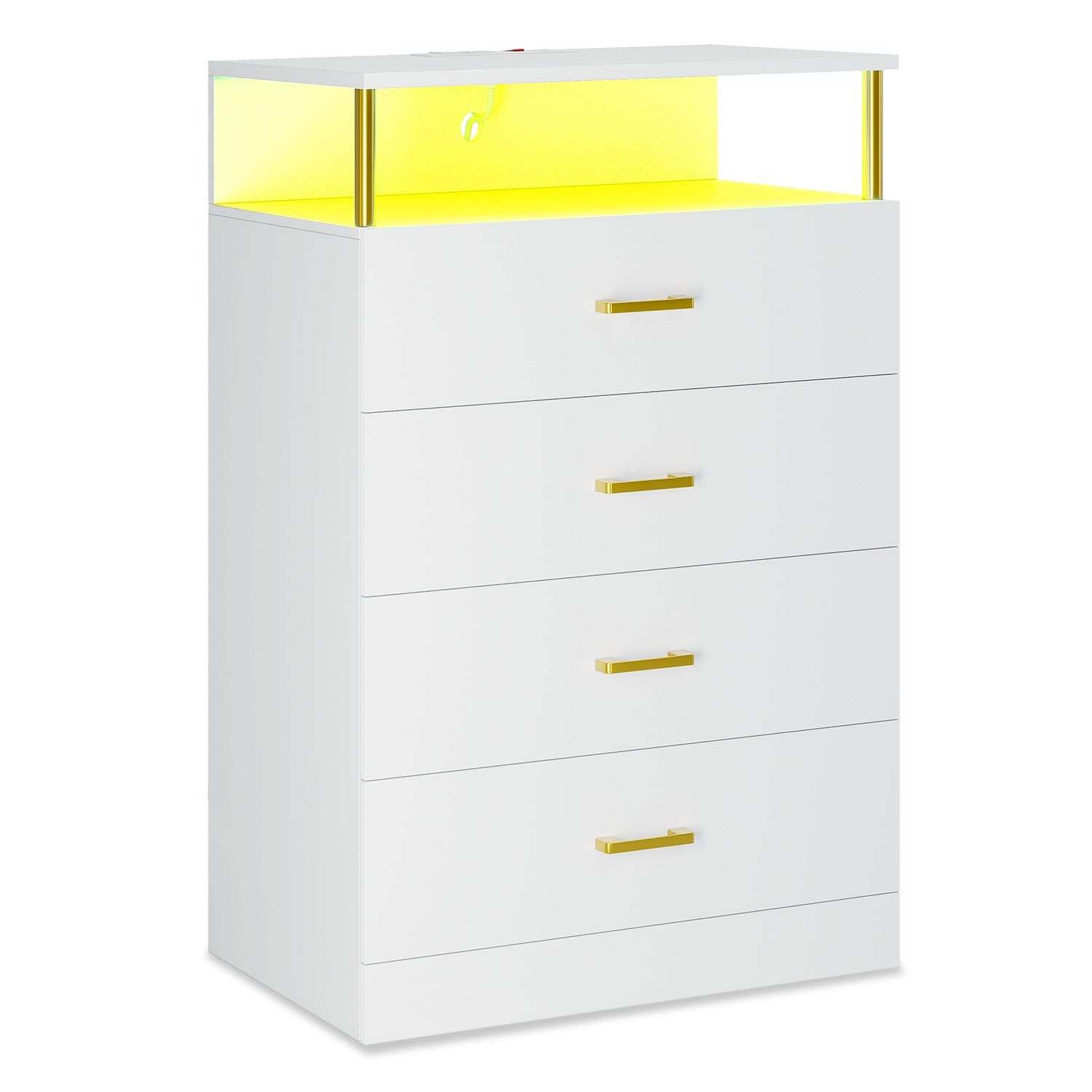 Sikaic 4 Drawers Dresser Tall Chest of Drawers with LED Lights White Modern Sikaic 4 Drawers Dresser Tall Chest of Drawers with LED Lights White Modern
